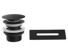 Aqualine Set Krytka Přepadu, Vanová Výpust 6/4", Click-clack, černá Mat