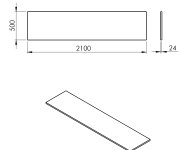 Sapho Plato Deska Rockstone 2100x24x500mm, Bílá Mat