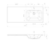 Sapho Areca Umyvadlo, Litý Mramor, 121x51,5cm, Pravé, Bílá