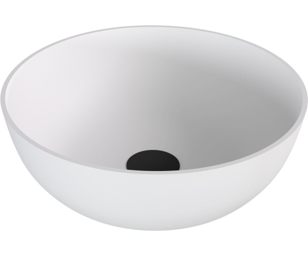 Polysan Banera Round Umyvadlo Na Desku, Litý Mramor, Průměr 39cm, Bílá Mat