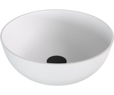 Polysan Banera Round Umyvadlo Na Desku, Litý Mramor, Průměr 39cm, Bílá Mat