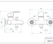 Vanová Stěnová Baterie Bez Příslušenství, Rozteč 150 Mm, Klik-klak - Chrom - Mars MA3110