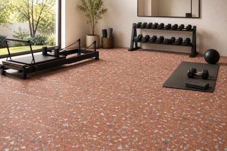 Cihlová terrazzo dlažba pro domácí gym