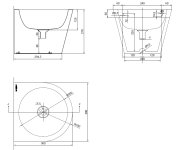 Nofer Závěsné Umyvadlo Bez Otvoru Pro Baterii 360x270x360 Mm, Nerez Mat