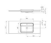 Sapho Brahea Umyvadlo 131,6x51,5cm (20+110), Rockstone, Pravé, Bílá Mat