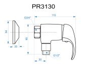 Sprchová Stěnová Baterie Bez Příslušenství, Rozteč 150 Mm, Klik-klak - Chrom - Perla PR3130