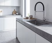 Sapho Minimal Stojánková Dřezová Baterie, Flexibilní Ramínko, černá/nerez Mat