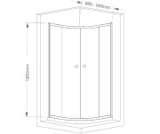 Aqualine Arleta čtvrtkruhová Sprchová Zástěna 900x900mm, čiré Sklo