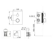 Sapho Kimura Podomítková Sprchová Termostatická Baterie, Box, 2 Výstupy, Chrom