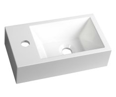 Sapho Amarok Umývátko, Litý Mramor, 40x22cm, Baterie Vlevo, Bílá