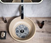 Sapho Priori Keramické Umyvadlo Na Desku, ø 41cm, Béžová S Modrým Vzorem
