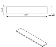 Sapho Avice Deska Pod Umyvadlo 230x36cm, Tl.5cm, Old Wood