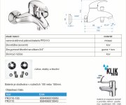 Vanová Stěnová Baterie Bez Příslušenství, Rozteč 100 Mm, Klik-klak - Chrom - Perla PR3110-100