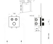 Sapho Smart Select Podomítková Sprchová Termostatická Baterie, Box, 2 Výstupy, Zlato Mat