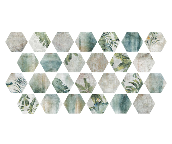 Květinová dlažba Colorker Amazonia ZYX Tropic Decoro Emerald 32x36,8 Hex MIX