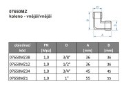 Koleno Vnější/vnější Závit - Mosaz - 3/8" 07650MZ38