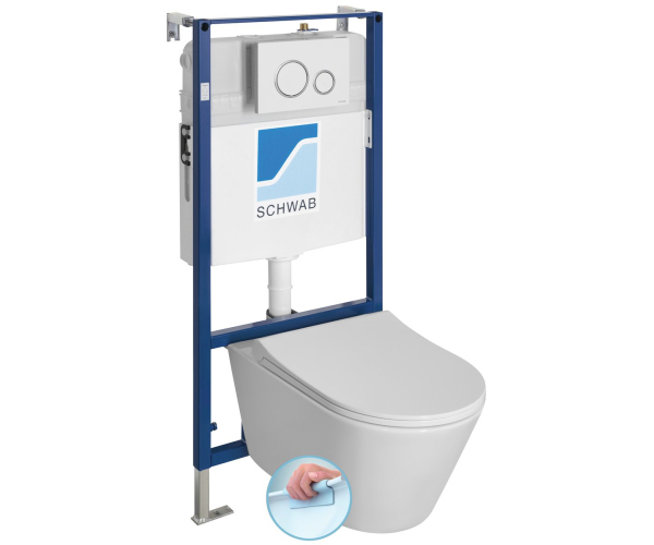 Sapho Avva Závěsné Wc Rimless S Podomítkovou Nádržkou A Tlačítkem Schwab, Bílá