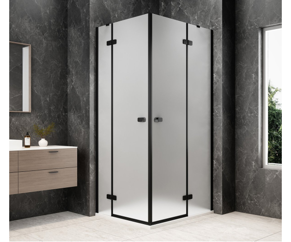 Polysan Globe Black Obdélníkový Sprchový Kout 1100x900mm, Rohový Vstup, Matné Sklo