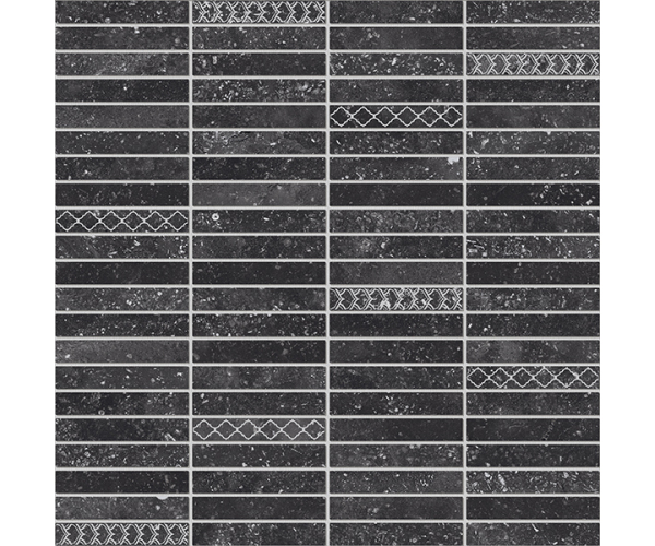 Mozaika jako kámen EdimaxAstor Concert Mosaico Listelli Black 30x30 Matt. - antracitová
