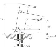 Umyvadlová stojánková baterie 10° Free TD F 012.00 - TD F 012.20BLM Umyvadlová stojánková baterie 144 mm bez výpusti, černá matná X070148