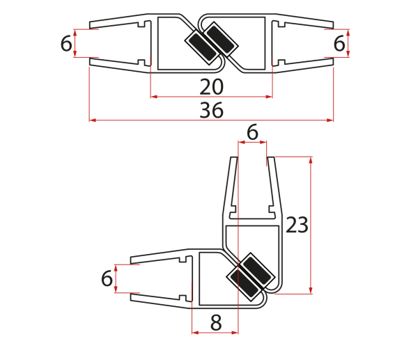 Polysan Set Magnetických Těsnění 45°pro Sklo 6/6mm, 1900mm (2ks)