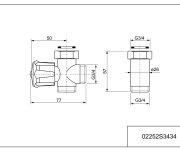 Meziventilová Souprava 3/4" X 3/4" X 3/4"; S Prodloužením A Převlečnou Matkou, Bez Zp. Klapky; Aquaristo 02252S3434