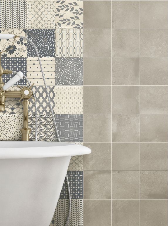 Realizace Vintage bílomodré obklady Elios D_Esign Evo Decoro Evo Ciano 20x20 Mix