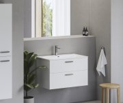 Umyvadlo Chrome Slim, keramické - Umyvadlo Chrome Slim 80 keramické, s otvorem pro baterii, s přepadem, bílá XJX01180002