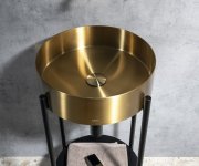 Sapho Aurum Nerezové Umyvadlo Na Desku, Průměr 38cm, Včetně Výpusti, Zlato Mat