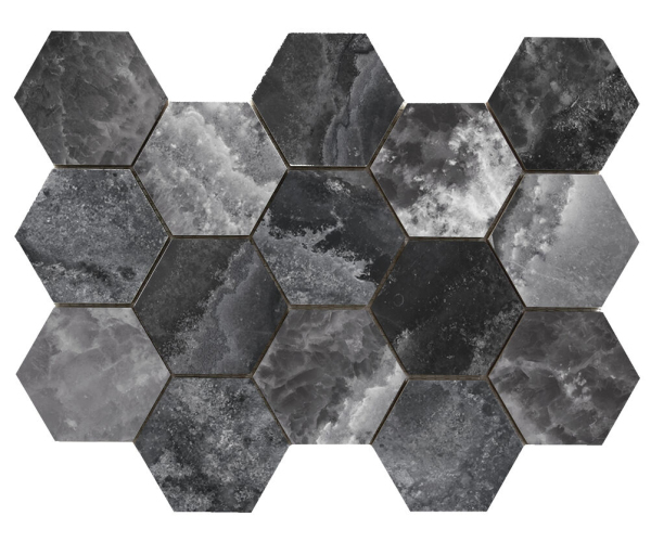 Dlažba jako mramor Cifre Lixium Hexagon Ample Black 32,5x22,5 Luc. Rett. - antracitová
