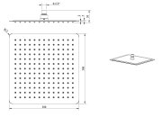 Sapho Slim Hlavová Sprcha, 300x300mm, černá Mat