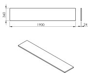 Sapho Plato Deska Rockstone 1900x24x360mm, Bílá Mat