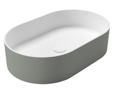 Sapho Thin Umyvadlo Na Desku, Rockstone, 55x35cm, Bílá Mat/verde