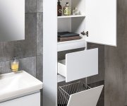 Aqualine Altair Vysoká Skříňka S Košem 40x184x31cm, Pravá, Bílá