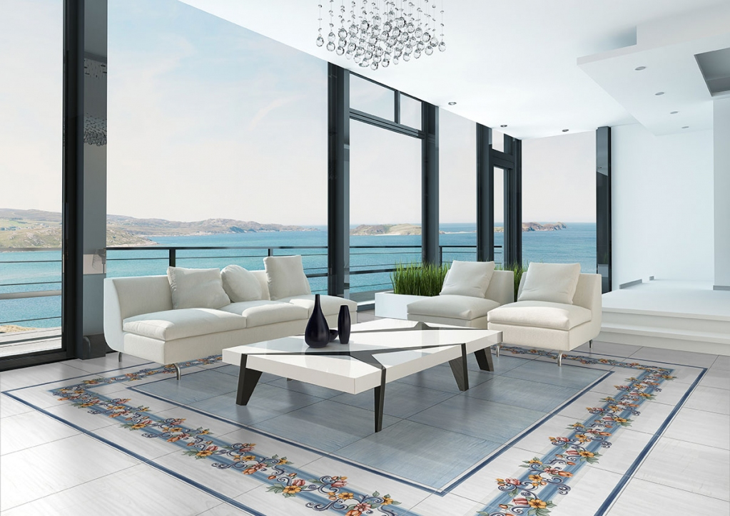 Realizace Luxusní dlažba La Fenice Polveri Vietresi minori fascia decorato a mano 60,5x60,5