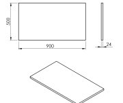 Sapho Plato Deska Rockstone 900x24x500mm, Bílá Mat
