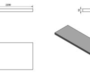 Sapho Avice Deska Pod Umyvadlo 220x50cm, Tl.5cm, Cement