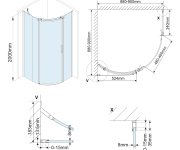 Polysan Thron Square čtvrtkruhová Sprchová Zástěna 900x900mm, čiré Sklo, Levá
