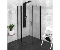 Polysan Zoom Black čtvrtkruhová Sprchová Zástěna 900x900mm, čiré Sklo, Levá