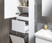 Aqualine Altair Vysoká Skříňka S Košem 40x184x31cm, Levá, Bílá