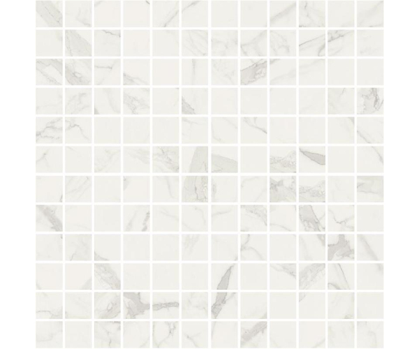 Mozaika jako mramor Fioranese Marmorea Bianco Statuario effect MOSAICO 30x30 (2,5x2,5) Luc. Rett. - bílá