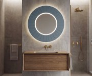 Sapho Lumiro Strip Kulaté Zrcadlo S Led Osvětlením V Rámu ø 90cm, Siena