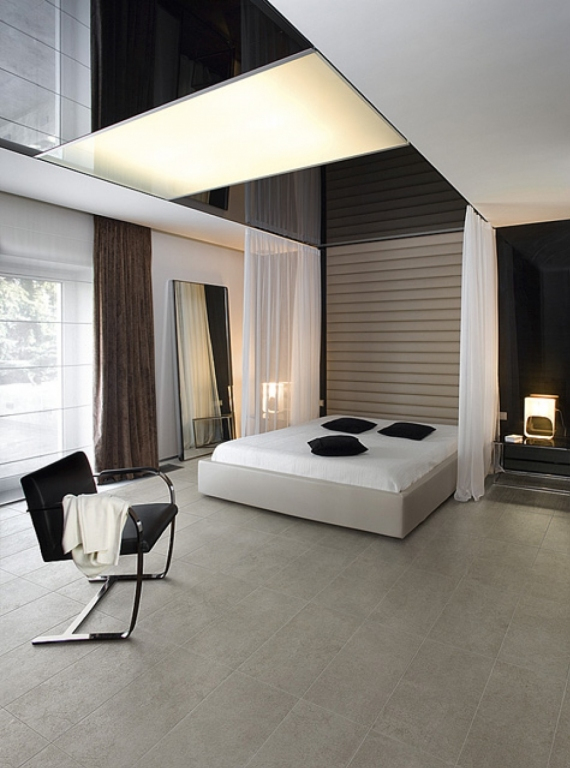 Realizace Přírodní barva dlažby v ložnici Saime Neutra Tortora 60x120cm