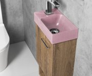 Sapho Piccolino Betonové Umývátko 30,8x17cm, Baterie Vlevo, Růžová Mat