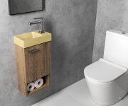 Sapho Piccolino Betonové Umývátko 30,8x17cm, Baterie Vpravo, žlutá Mat