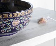 Sapho Priori Keramické Umyvadlo Na Desku, ø 41cm, Fialová S Ornamenty
