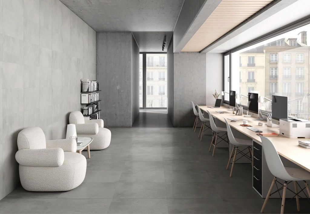Realizace Codicer Dorset Silver a Charcoal v komerčním prostoru