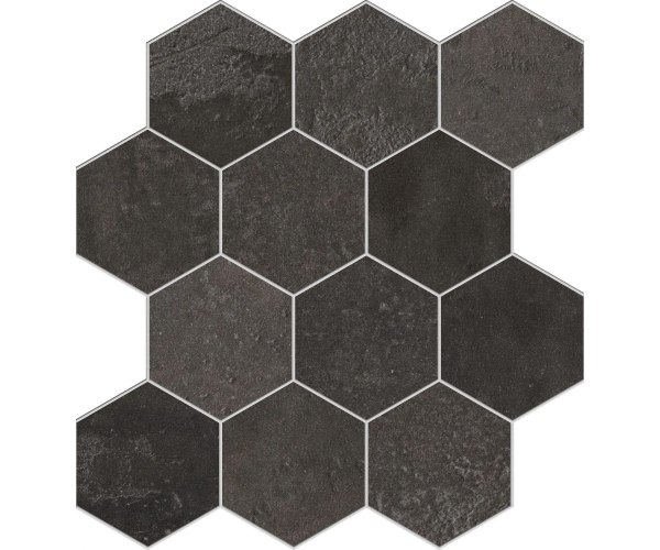 Mozaika jako beton EdimaxAstor Home MosaicoEsagono Darkpeat 30X34 Matt. Rett. - antracitová