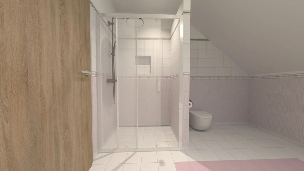 Realizace Vizualizace růžové koupelny koupelny v romantickém stylu