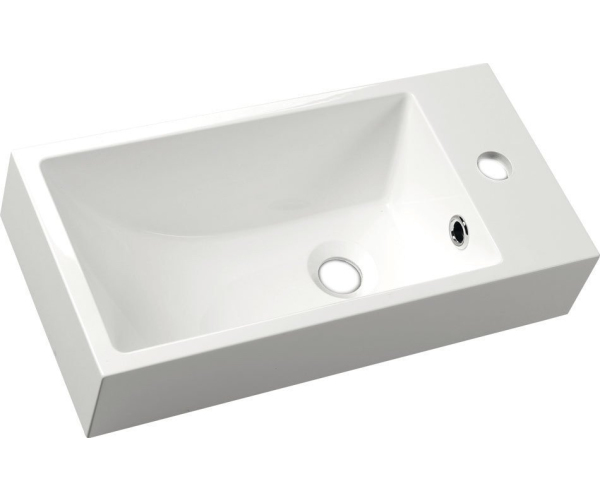 Sapho Ariana Umývátko, Litý Mramor, 50x25cm, Baterie Vpravo, Bílá